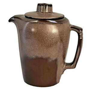 Vintage 1950s Frankoma Plainsman 5T Lidded Pitcher Brown Satin MCM Rustic